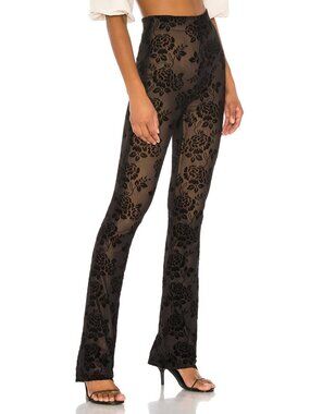 NWT Majorelle x Revolve Lars Pant in Black - Flare, Floral, Velvet - Size XL